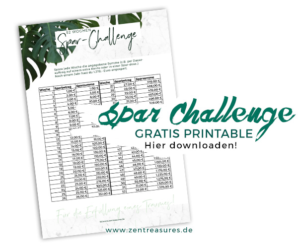 52 Wochen Spar Challenge von zentreasures.de